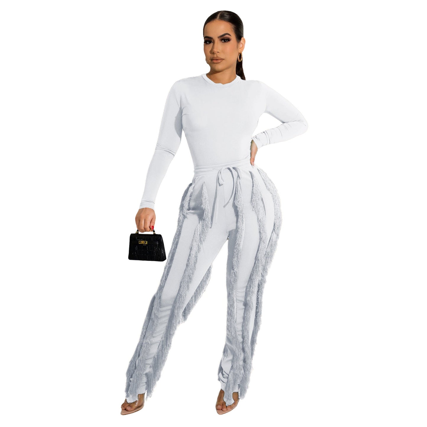Clothing Suit Tassel Lace Jumpsuit Two Piece Set Color Sports Autumn Winter
