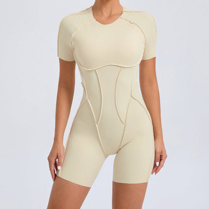 Three Dimensional Beauty Sports Yoga Jumpsuit One Piece Tight Short Sleeve Hollow Out Cutout Out Beauty Back Jumpsuit Fitness Clothes