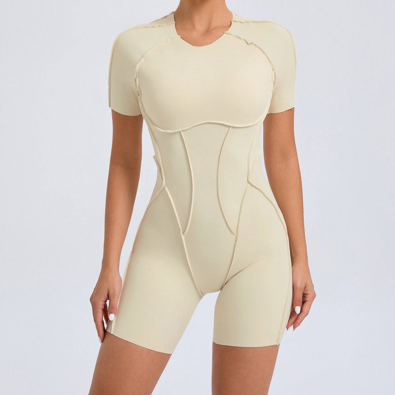 Three Dimensional Beauty Sports Yoga Jumpsuit One Piece Tight Short Sleeve Hollow Out Cutout Out Beauty Back Jumpsuit Fitness Clothes