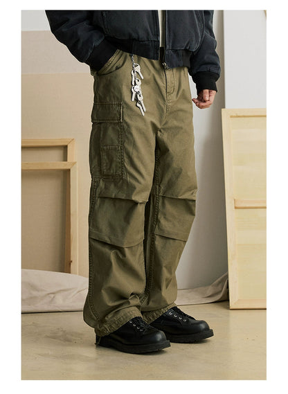 Straight-leg Multi-pocket Loose Pants