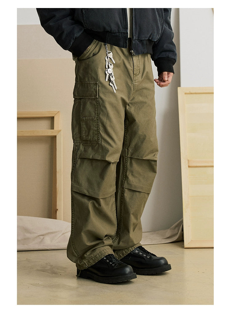 Straight-leg Multi-pocket Loose Pants