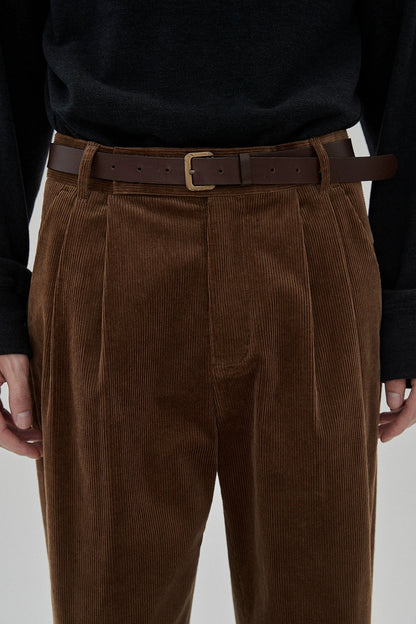 Wide Waist Tab Double-pleated Relaxed Cropped Pants