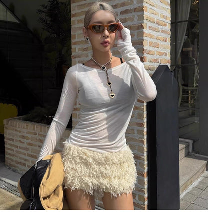 Furry Low-waist Hot Pants
