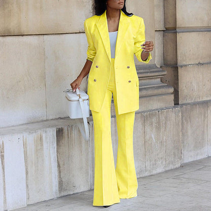 Clothing Autumn Color Suit Wide Leg Pants Two Piece Set