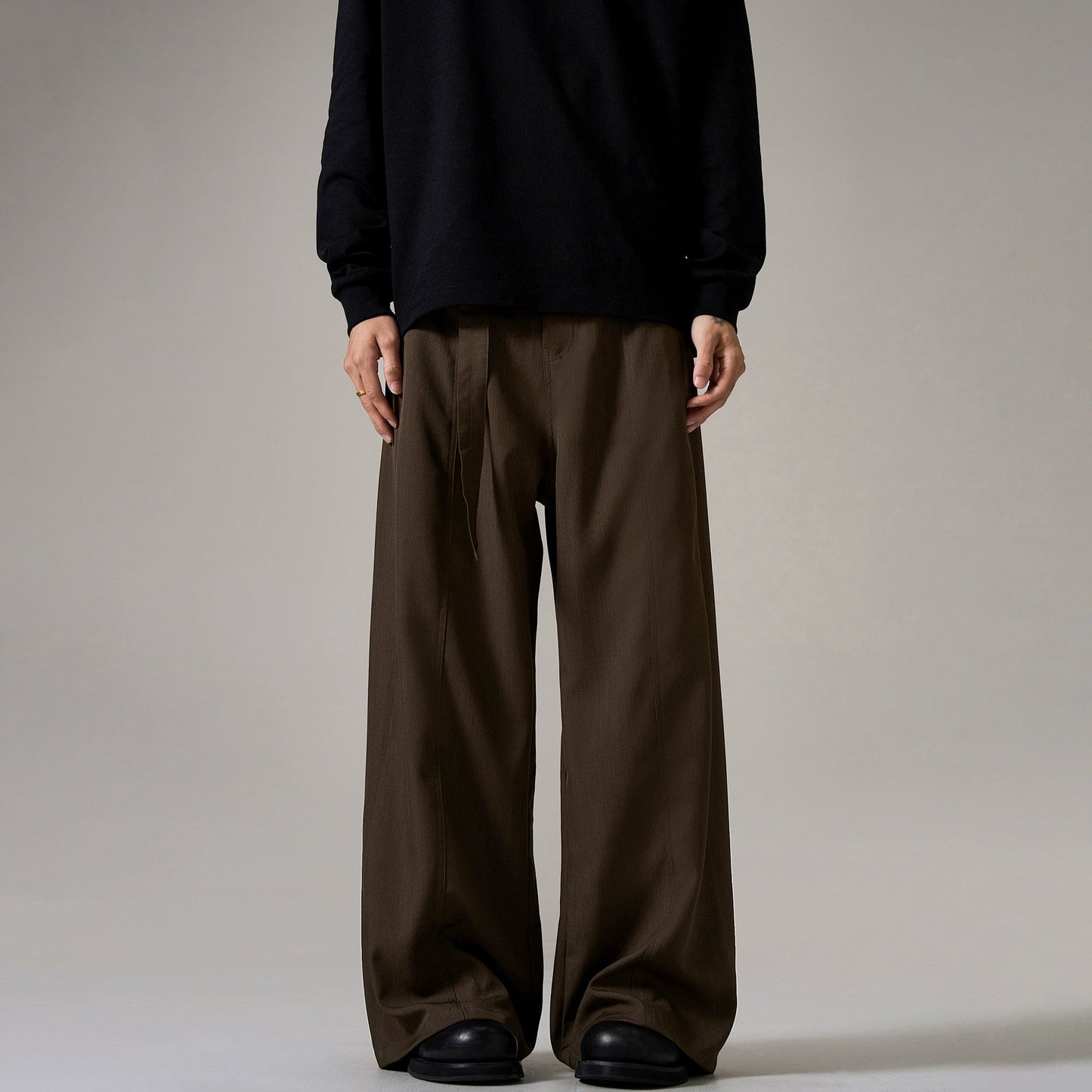 Brown Relaxed Wide Leg Pants
