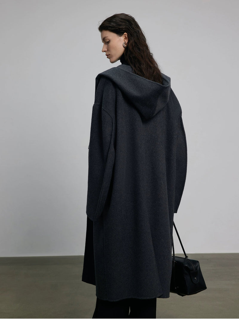 Hooded Long Woolen Coat