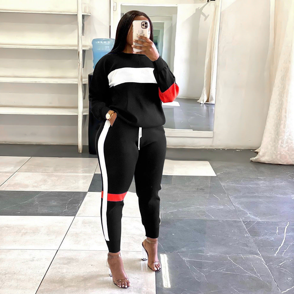 Clothing Sweater Patchwork Stripes Suit Sports Long Sleeve Clothing