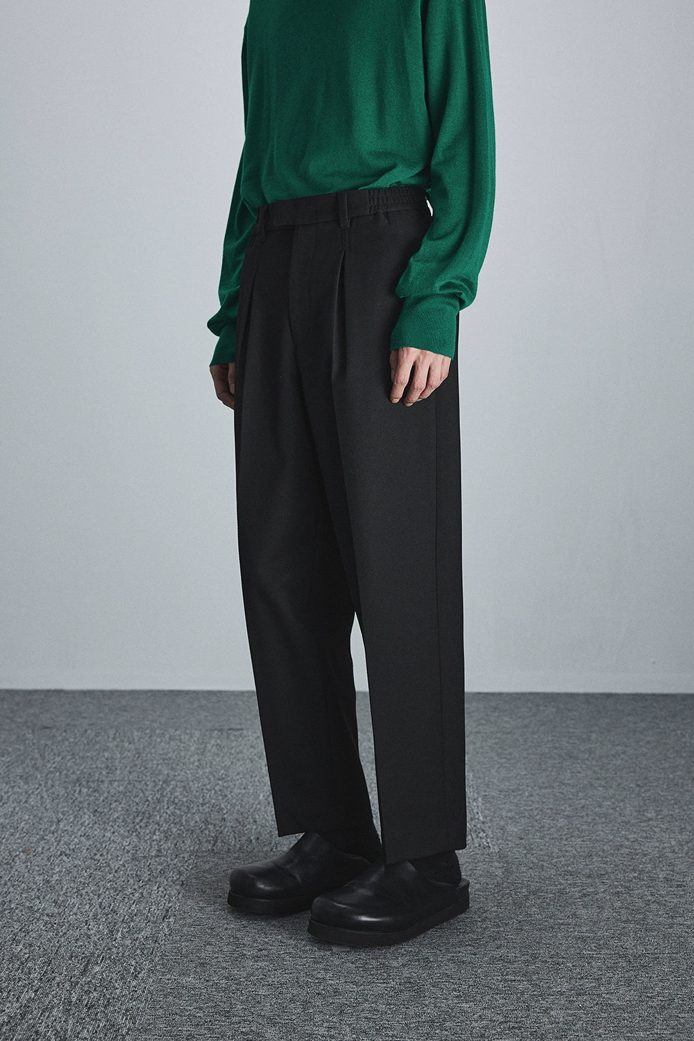 Semi-elastic Waist Wide-leg Cropped Pants