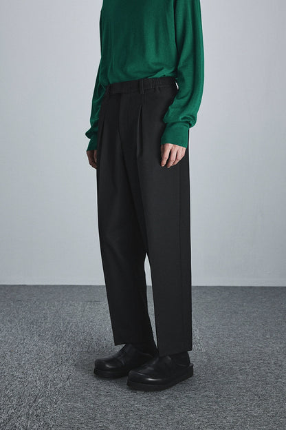 Semi-elastic Waist Wide-leg Cropped Pants