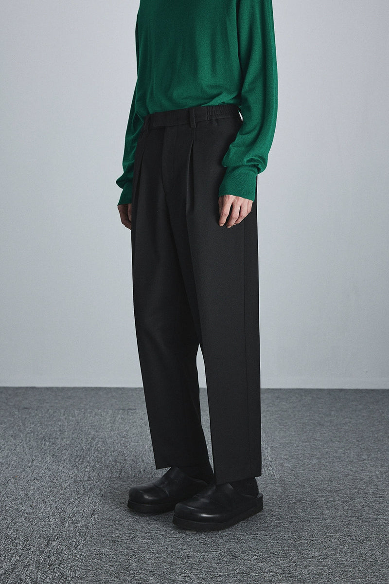 Semi-elastic Waist Wide-leg Cropped Pants