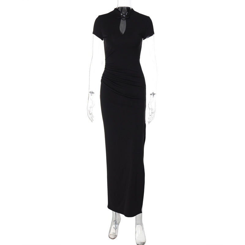 Summer Clothing Chinese Cheongsam Slit Waist Slimming Maxi Dress