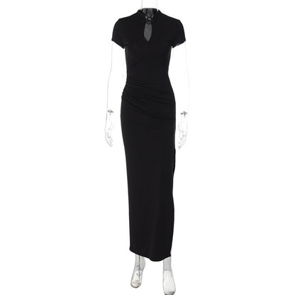 Summer Clothing Chinese Cheongsam Slit Waist Slimming Maxi Dress