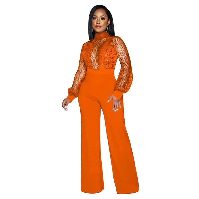 Wear Hollow Out Cutout Out See Through Long Sleeved Trousers Lace Up Jumpsuit