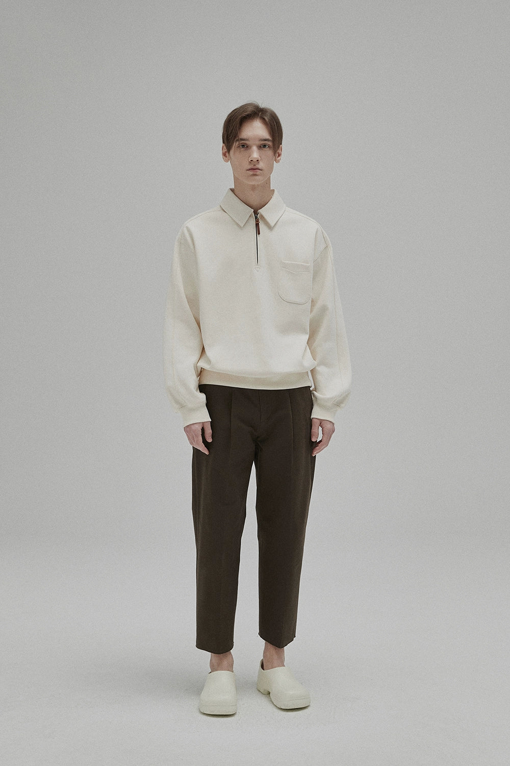 Half-zip Polo Collar Pocket Oversized Sweatshirt