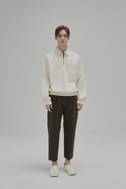 Half-zip Polo Collar Pocket Oversized Sweatshirt