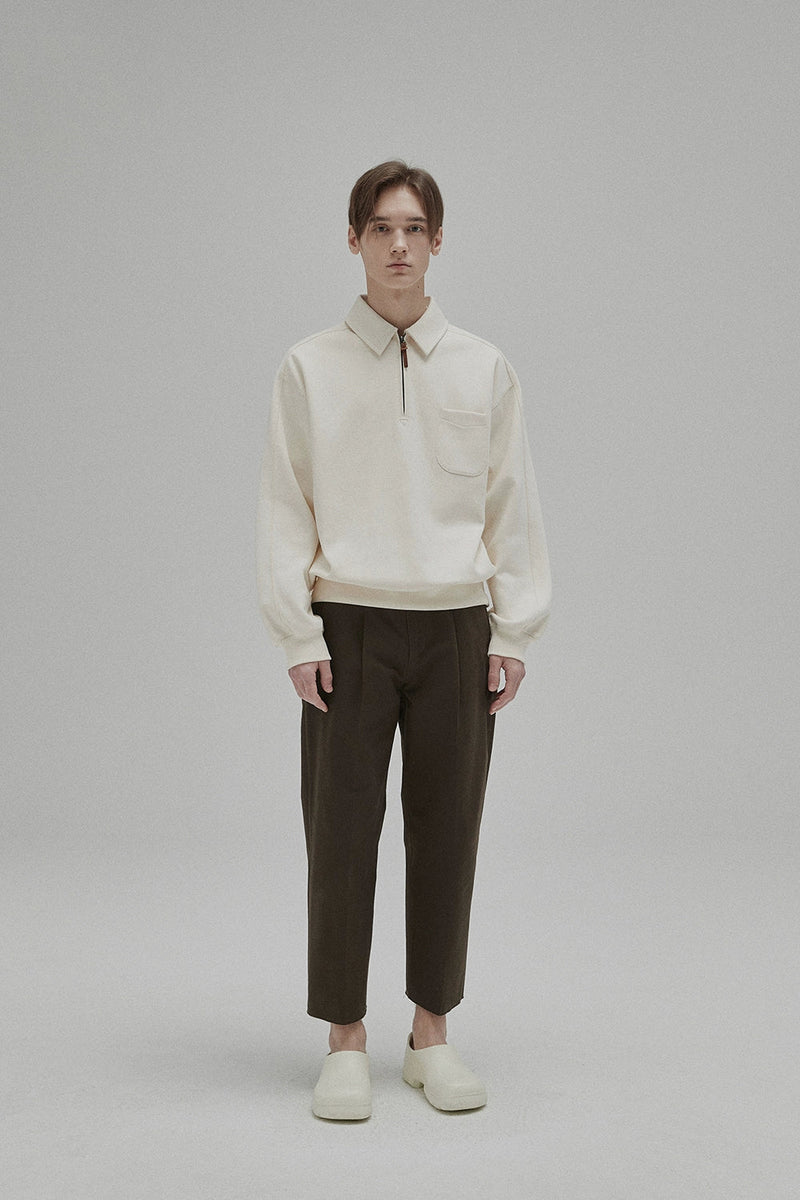 Half-zip Polo Collar Pocket Oversized Sweatshirt
