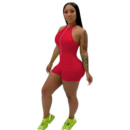 Clothing Color Halter Zipper Jumpsuit Clothing