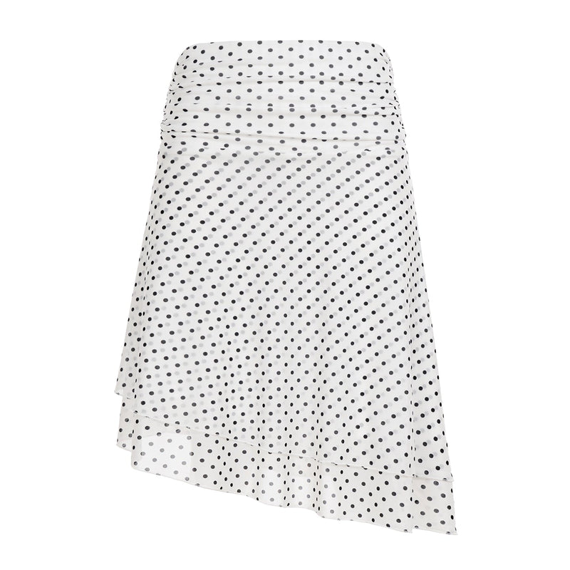 Izel Polka Dot Mesh Midi Skirt