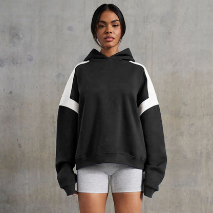 Early Autumn Contrast Color Drop Shoulder High End Clothing Varsity Jacket Brand Hoodie Hooded Sweatshirt Outer