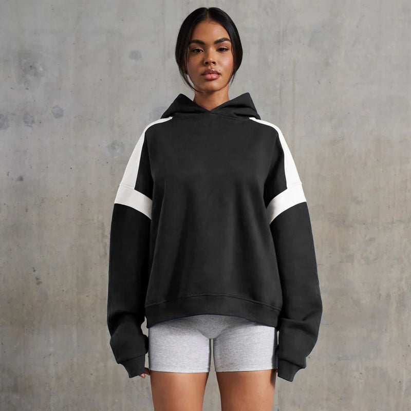Early Autumn Contrast Color Drop Shoulder High End Clothing Varsity Jacket Brand Hoodie Hooded Sweatshirt Outer