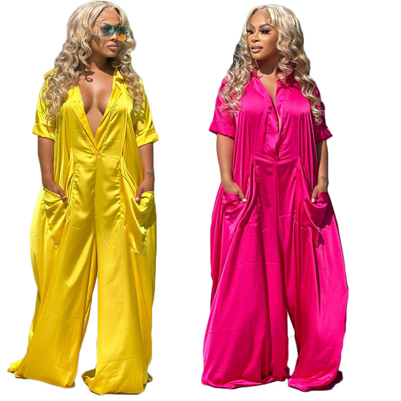 Clothing Summer Clothing Loose V Neck Jumpsuit