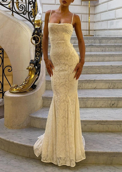 Seraphina - Lace-back Satin Maxi Dress