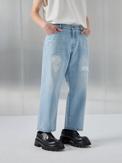 Distressed Patchwork Cropped/short Pants