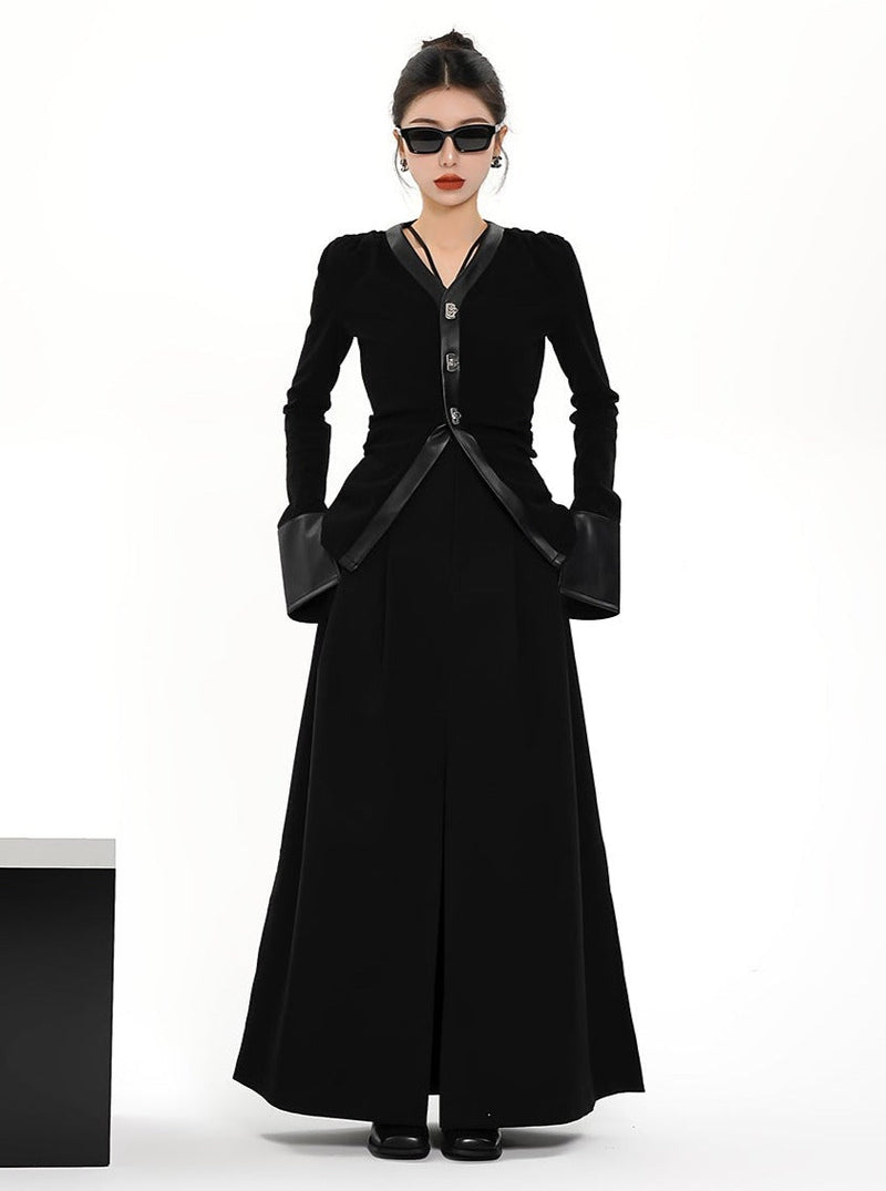 Cropped Textured Cardigan - Black Zip-up Long Sleeve Bolero Jacket