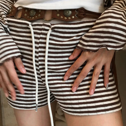 September Striped Cardigan Shorts Set
