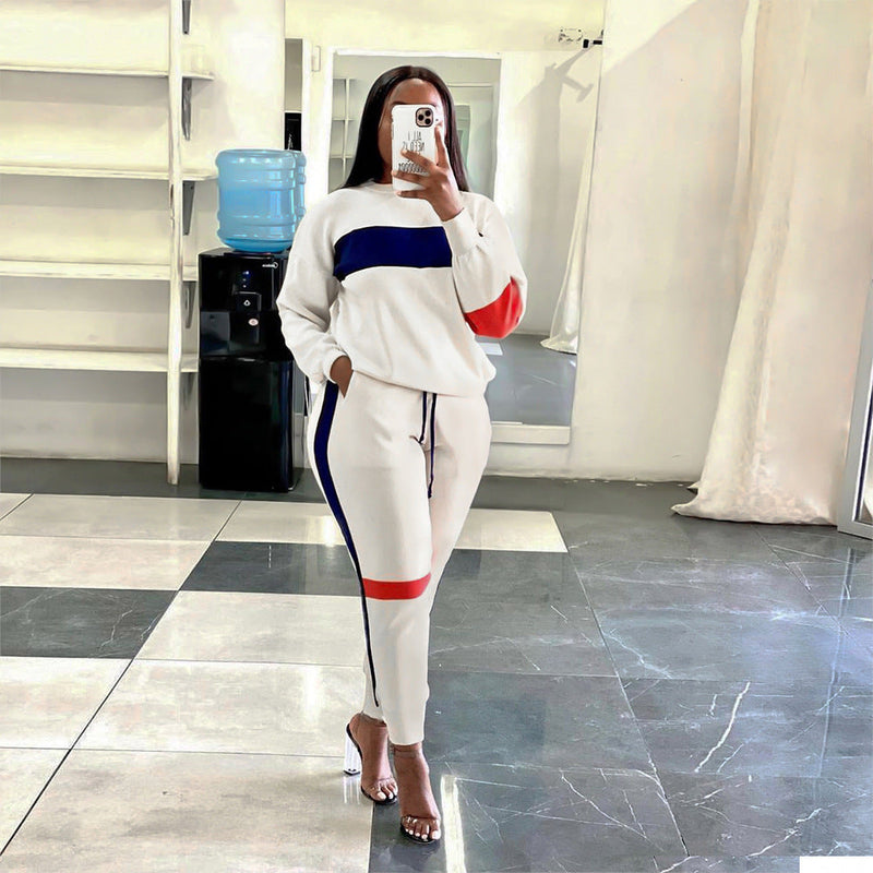 Clothing Sweater Patchwork Stripes Suit Sports Long Sleeve Clothing