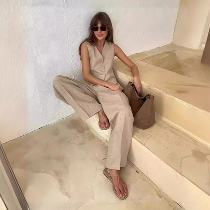 Vest Pants Two Piece Set Spring Summer Sleeveless Vest Hip Set