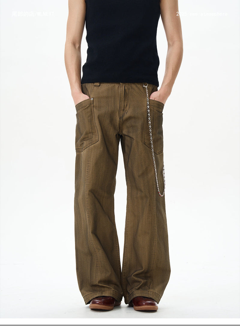 Brown Military Wide Leg Pants