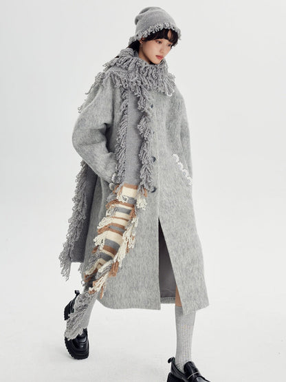 Wool Coat With Lace Lapel
