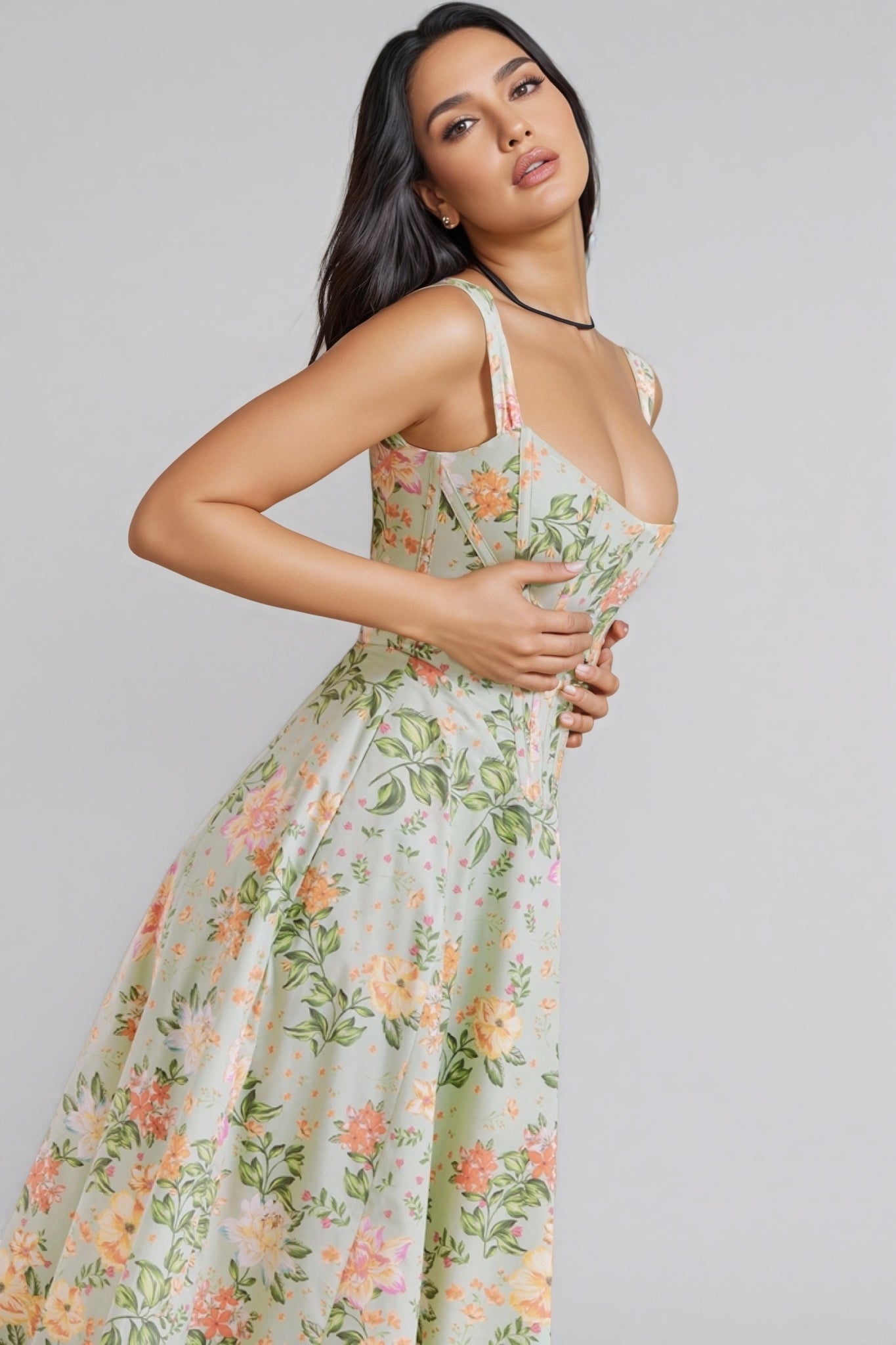 Nila Green Split Midi Dress