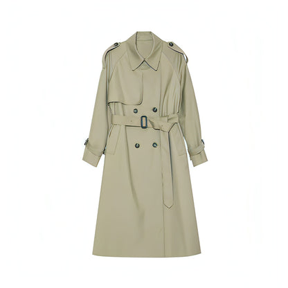 Double-breasted Loose Mid-length Melton Trench Coat