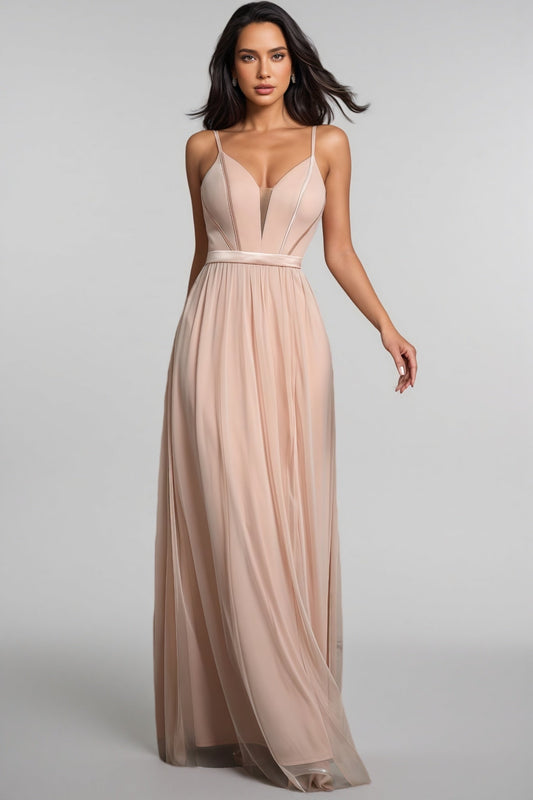 Crispina Pink Strappy Mesh Maxi Dress