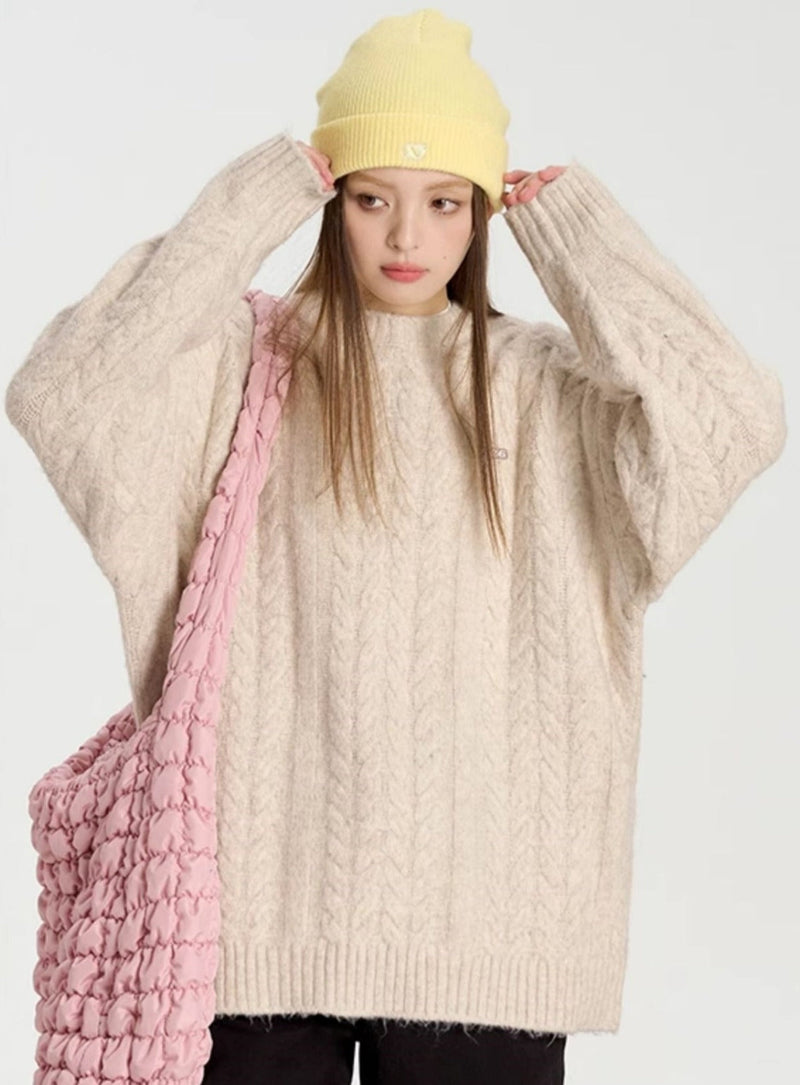 Hip-hop Versatile Twist Knit Sweater