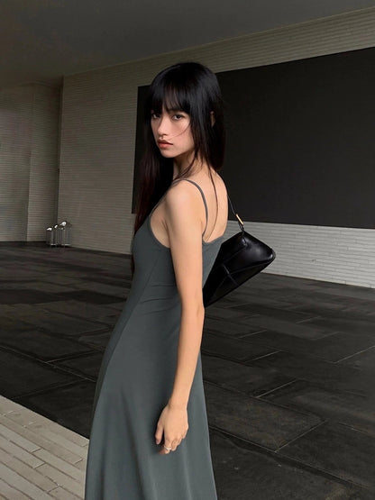 Summer Black Slimming Spaghetti Strap Maxi Dress