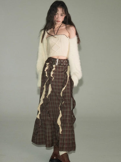 Plaid Frill Flounce Skirt