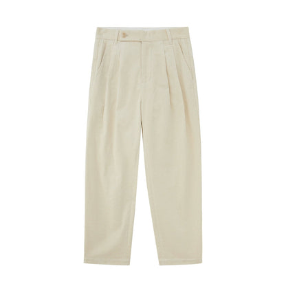 Wide Waist Tab Double-pleated Relaxed Cropped Pants