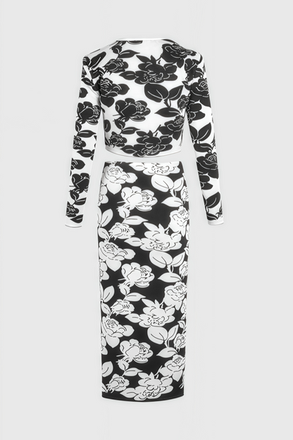 Elian Black and White Midi Dress Set
