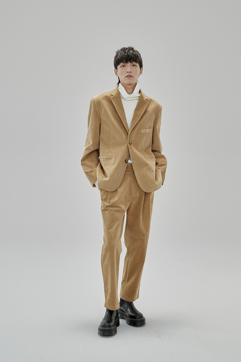 Wide Waist Tab Double-pleated Relaxed Cropped Pants