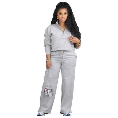 Clothing Sweater Two Piece Suit Velvet Thickened Sportswear Loose Winter