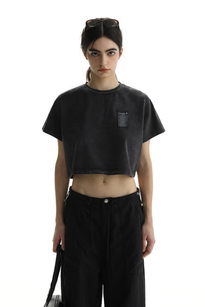Regular & Cropped T-shirt With Washed Signs Graphic