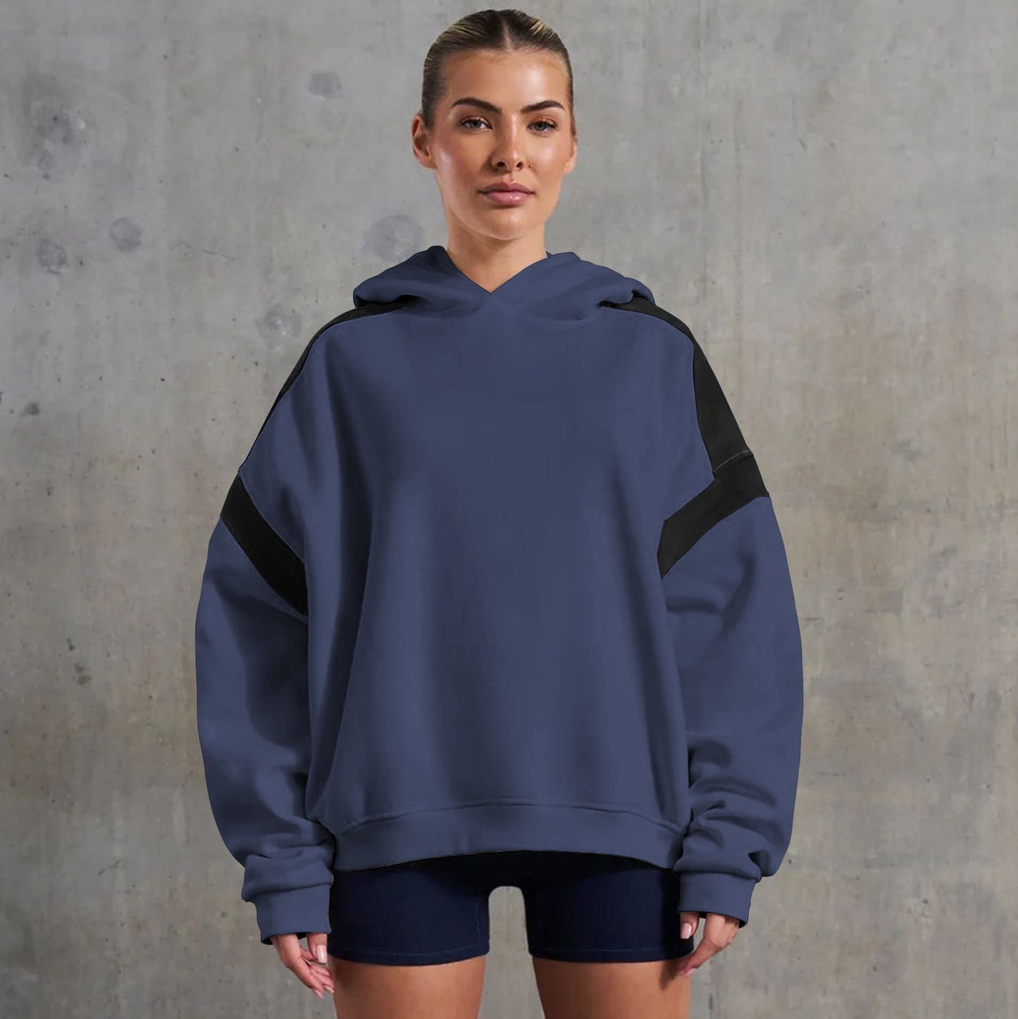 Early Autumn Contrast Color Drop Shoulder High End Clothing Varsity Jacket Brand Hoodie Hooded Sweatshirt Outer