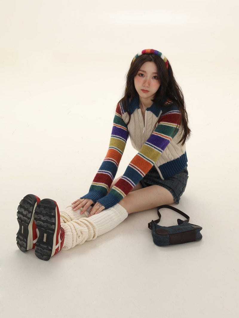 Colorful Striped Raglan Cardigan