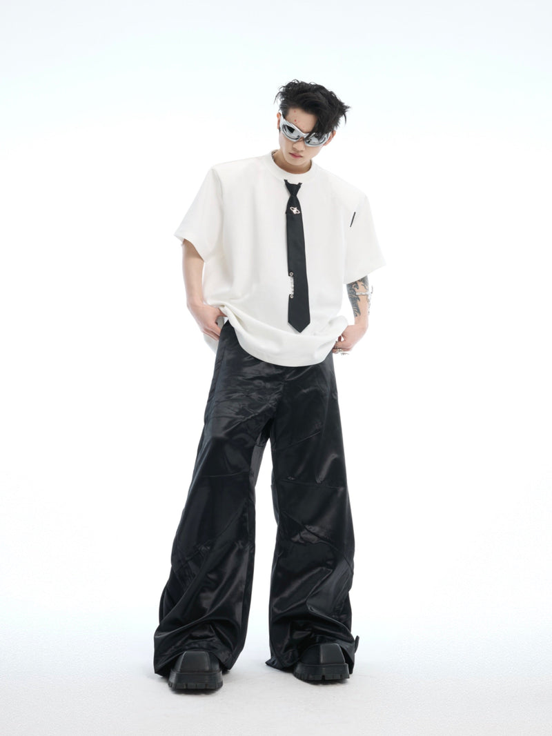 White Oversized T-shirt Black Tie
