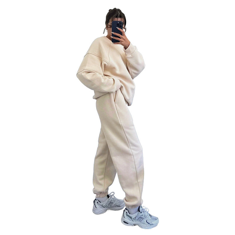 Autumn Winter Color Round Neck Long Sleeve Sweaters Clothing Loose Trousers Suit
