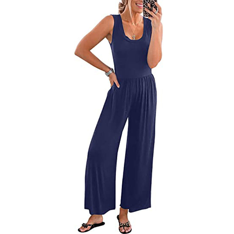 Summer Color Sleeveless Jumpsuit