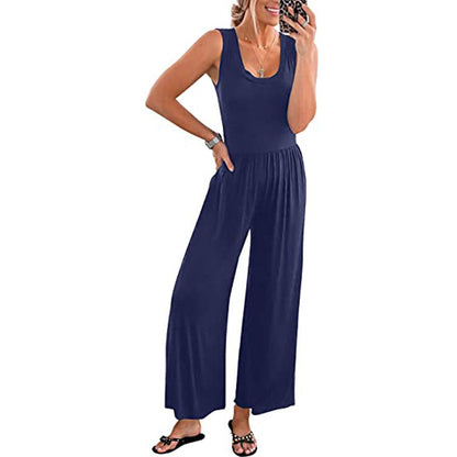 Summer Color Sleeveless Jumpsuit